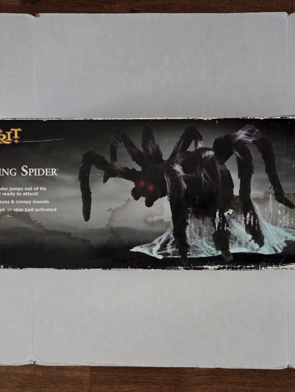 Spirit Halloween Black 24" Jumping Spider Motion Activated & Sounds New Open Box